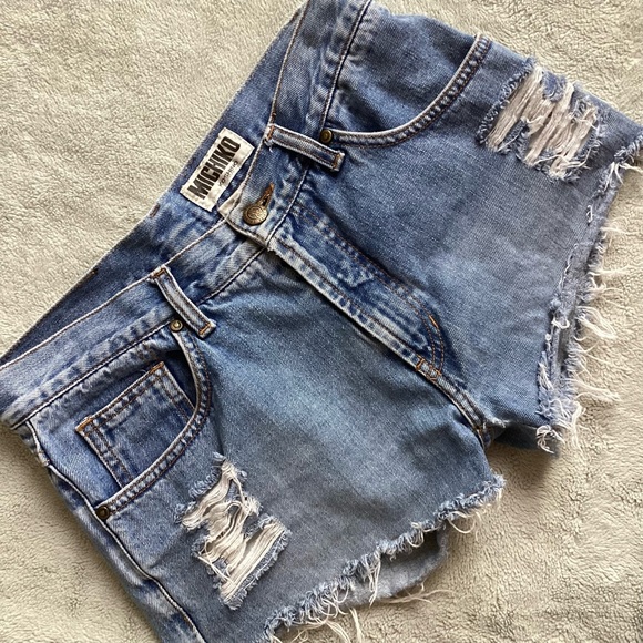 Michiko Koshino Vintage Streetwear Japanese Designer Distressed Denim Shorts - Picture 1 of 12